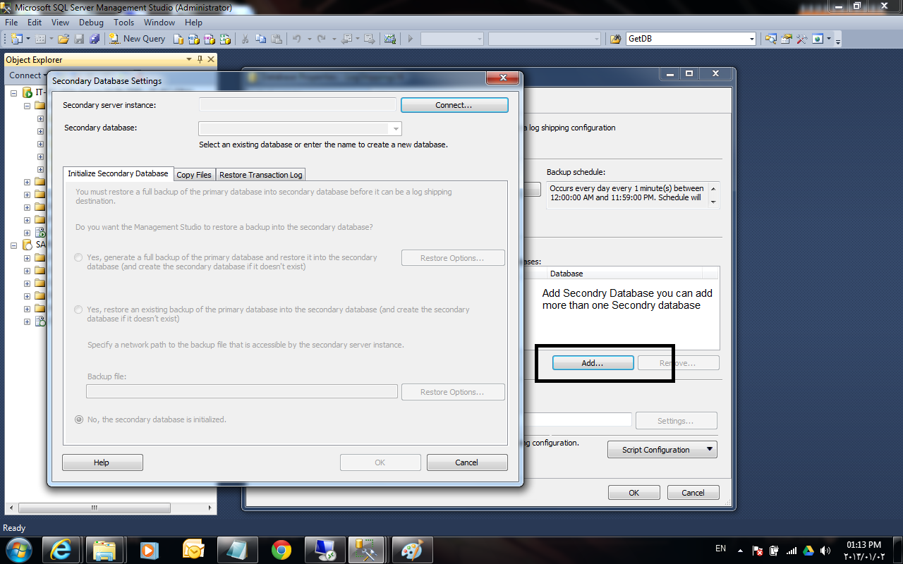 Log Shipping in SQL Server 2008R2 Step by Step – DB Cloud TECH