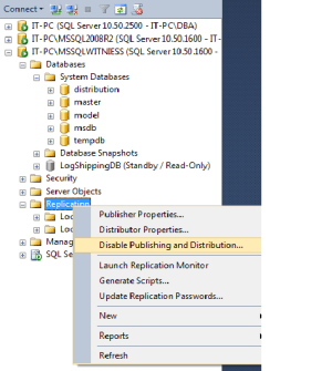 Disable PDisable ublishing and Distribution