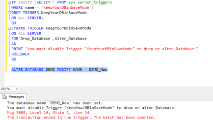 Keepyourdatabaseinsavemode