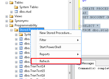 Referesh Stored Procedure